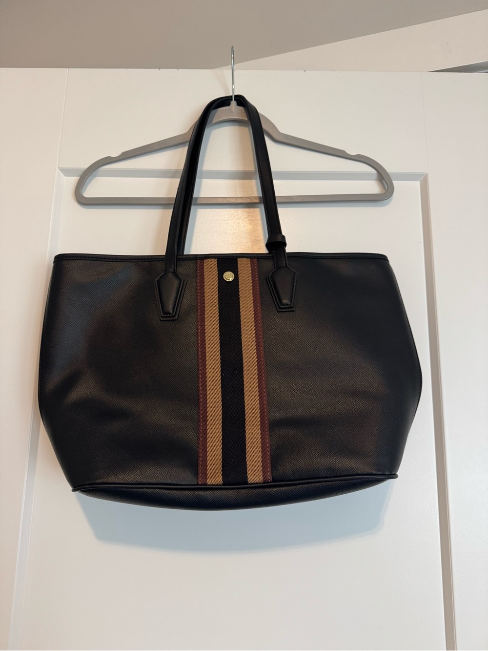 Naturalizer Black Tote with Brown Stripe Detail